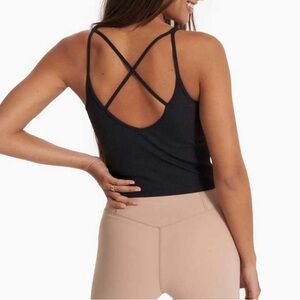 Vuori Black Ribbed Crisscross Back Crop Tank